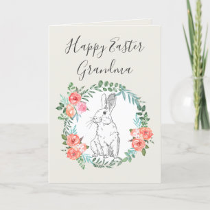 Glad påsk Grandma Bunny Blommigt Boho Coconut Helgkort