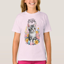 Glad påsk Grått Tabby med blommor T Shirt