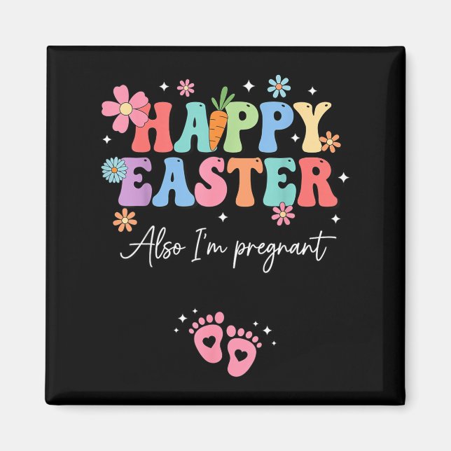 Glad påsk graviditetsannonsering Ny mamma Magnet (Framsidan)