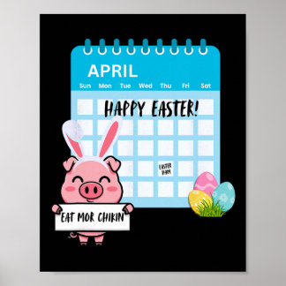 Glad Påsk Gris Med Kaninöron Kalender Rolig Ea Poster