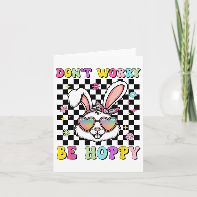 Glad påsk Groovy Bunny Ansikte, oroa dig inte för  Kort (Framsida)