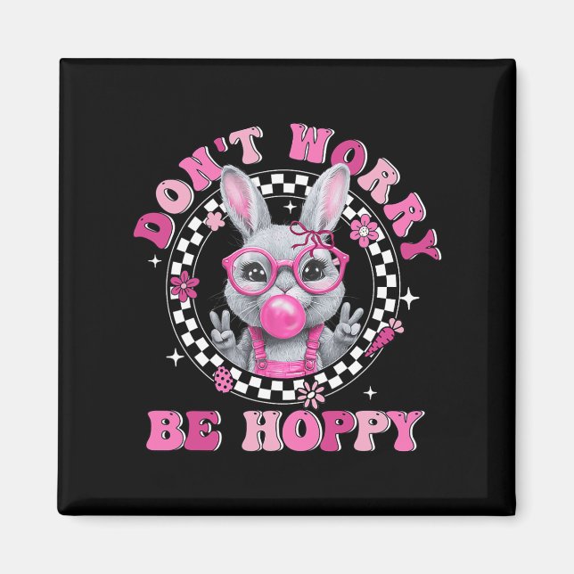 Glad påsk Groovy Bunny Ansikte, oroa dig inte för  Magnet (Framsidan)