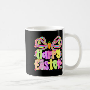 Glad påsk Groovy Retro Gingham Kanin Randig Flicka Kaffemugg