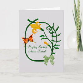 Glad påsk, gul tulpan och fjäril helgkort