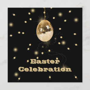 Glad påsk Guld Disco Boll Inbjudningar