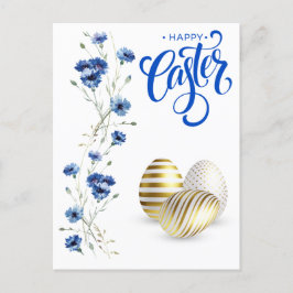 Glad påsk Guld Eggs Cornblommor Vykort
