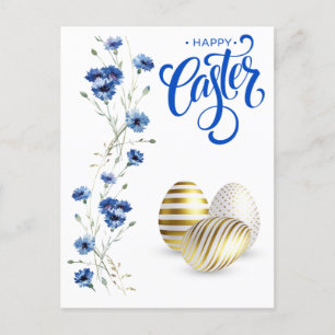 Glad påsk Guld Eggs Cornblommor Vykort