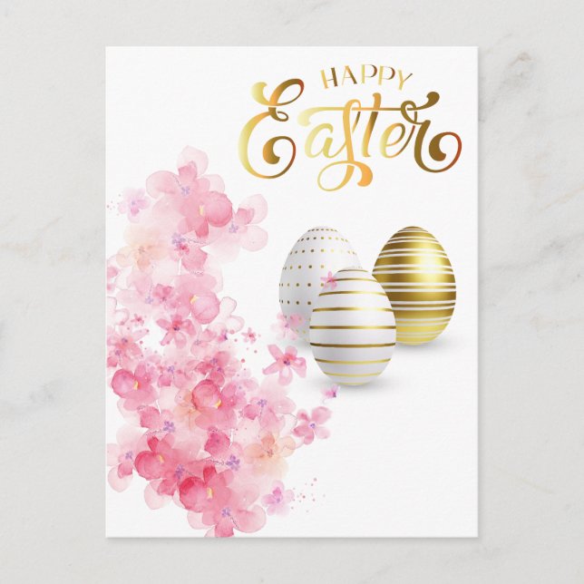 Glad påsk Guld Eggs Personalize Vykort (Framsida)