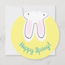 Glad påsk gult bunny två sidiga roliga kort