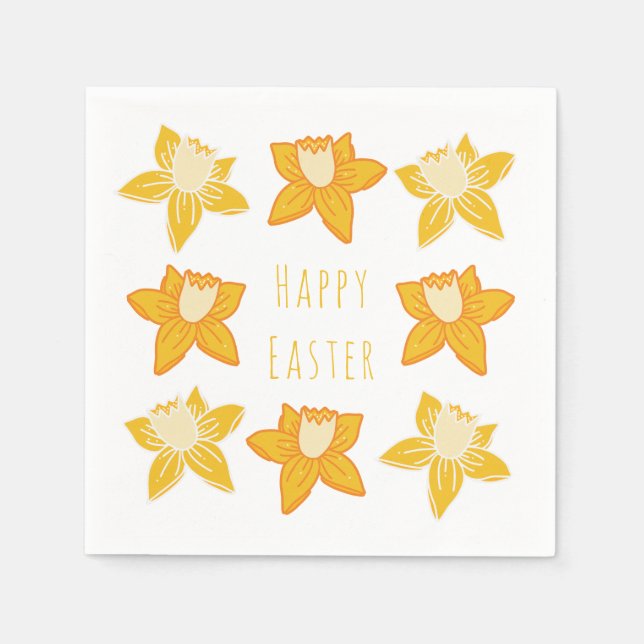 Glad påsk Gult Daffodil Pappersservett (Framsidan)