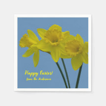 ’Glad påsk’ Gult Daffodils Napkins