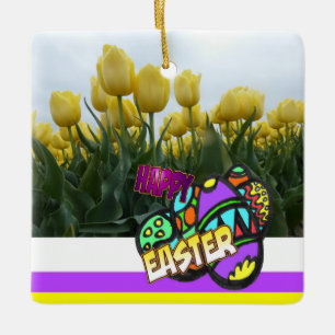 Glad påsk Gult Tulips Design Ornament
