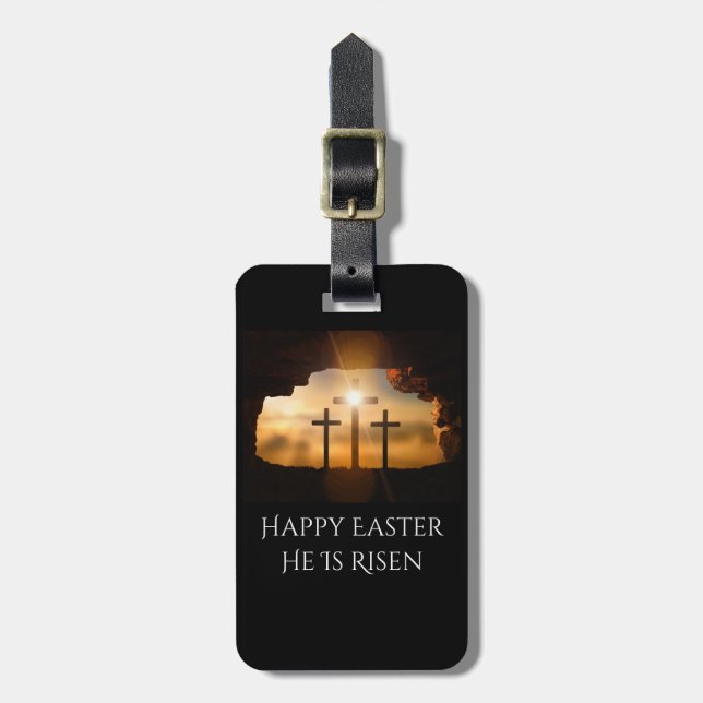 Glad påsk Han är Risen Tre Kor Bagagebricka (Vertikal Framsida)