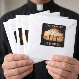 Glad påsk Han är Risen Tre Kor Helgdag Fyrkantigt Klistermärke