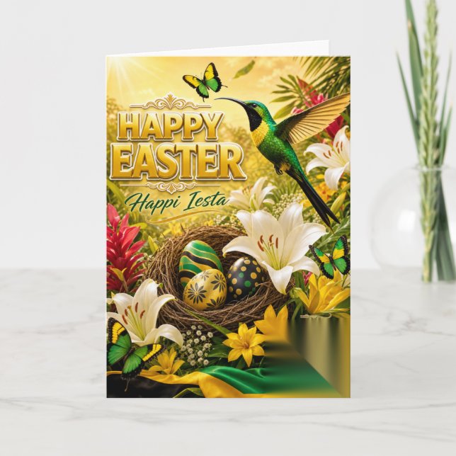 Glad påsk -Happi Iesta -Jamaicanska vykort  (Framsida)