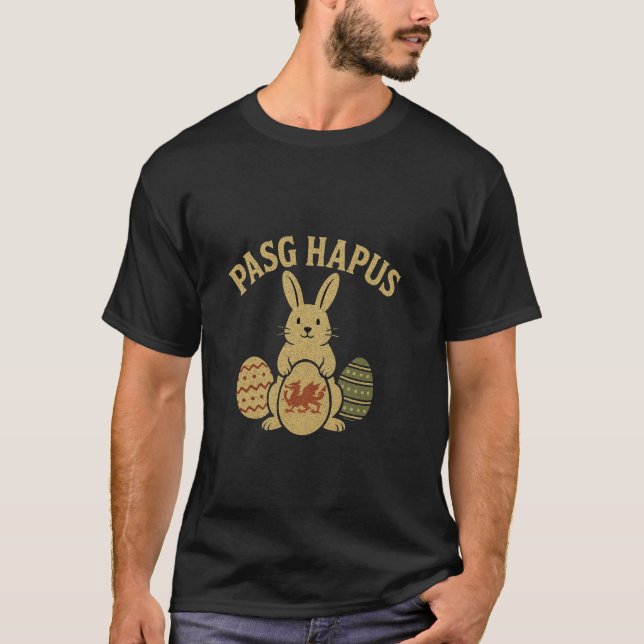 Glad Påsk - Happy Easter Welsh T Shirt (Framsida)