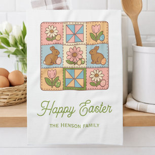 Glad Påsk Haren Quilt Mönster Familj Kökshandduk