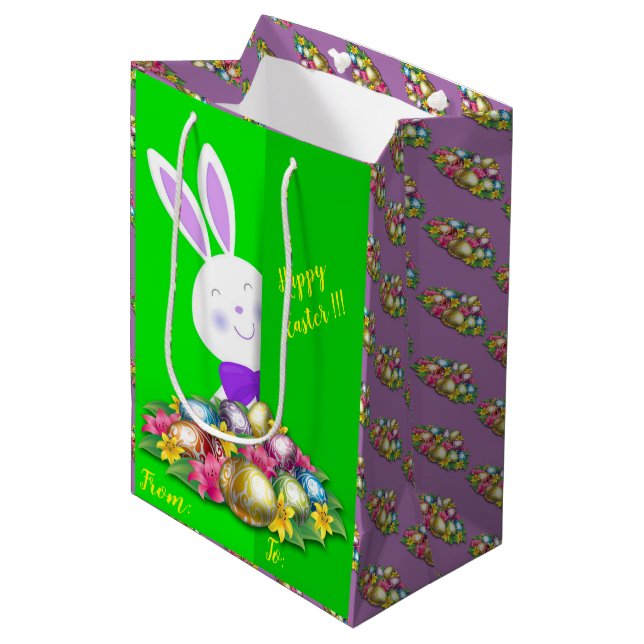 Glad påsk Helgdag Bunny Blommigt (Framsidan Vinklad)