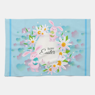 Glad påsk Helgdag Trendig Bunny Blommigt Kökshandduk