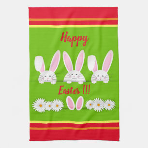 Glad påsk Helgdag Trendig Bunny Blommigt Kökshandduk