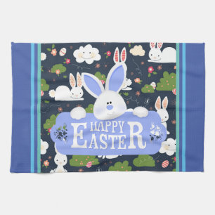 Glad påsk Helgdag Trendig Bunny Blommigt Kökshandduk