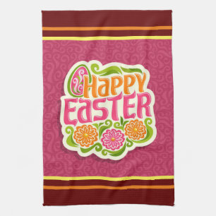 Glad påsk Helgdag Trendig Bunny Blommigt Kökshandduk