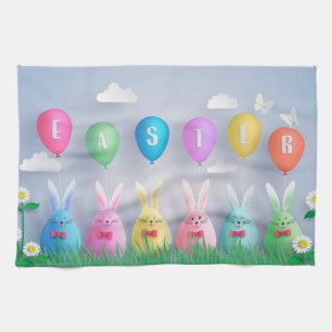 Glad påsk Helgdag Trendig Bunny Blommigt Kökshandduk