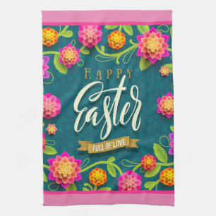 Glad påsk Helgdag Trendig Bunny Blommigt Kökshandduk