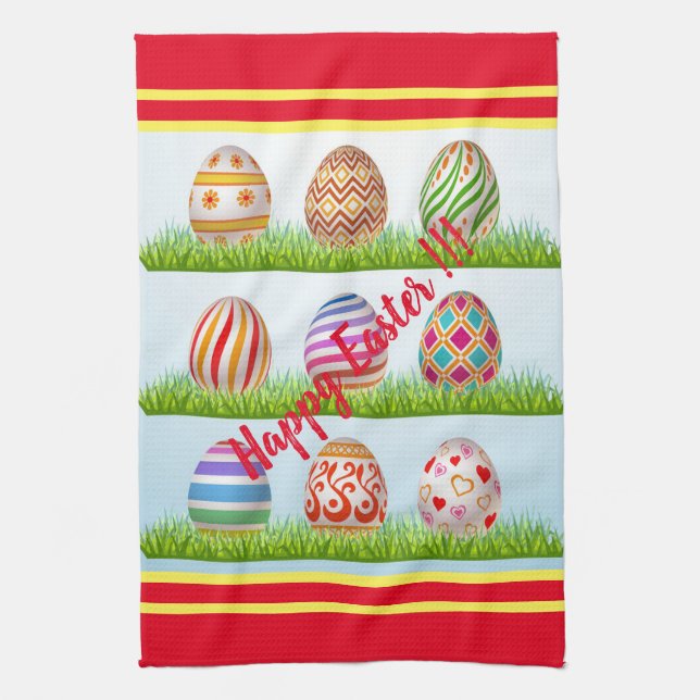Glad påsk Helgdag Trendig Bunny Blommigt Kökshandduk (Vertikal)