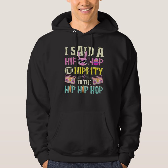 Glad påsk Hip hop Rap Rabbit Coola Bunny Kids Bo Hoodie (Framsida)