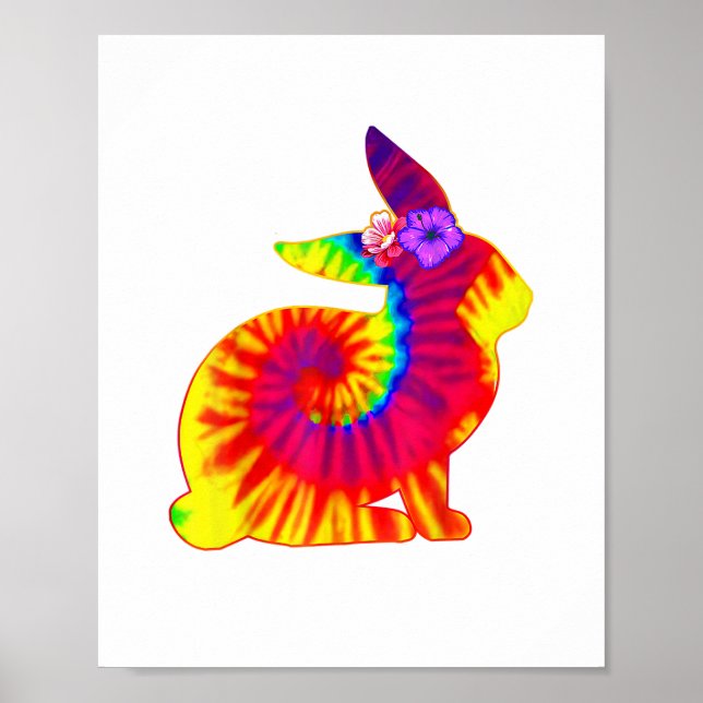 Glad påsk Hippie Bunny Rabbit Tie Dye Poster (Framsidan)