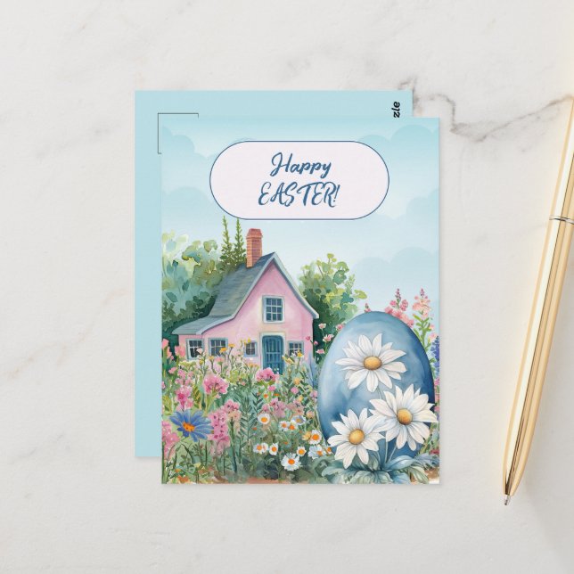 Glad påsk Home Giant Påskägg Daisys Vykort (Fram/Back In Situ)