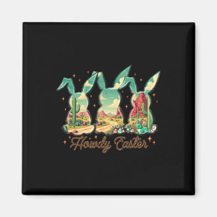 Glad påsk Howdy Påskägg Bunny Rabbit Cowgirl Magnet