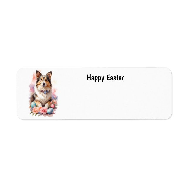 Glad påsk Hund Returadress Etikett (Framsidan)