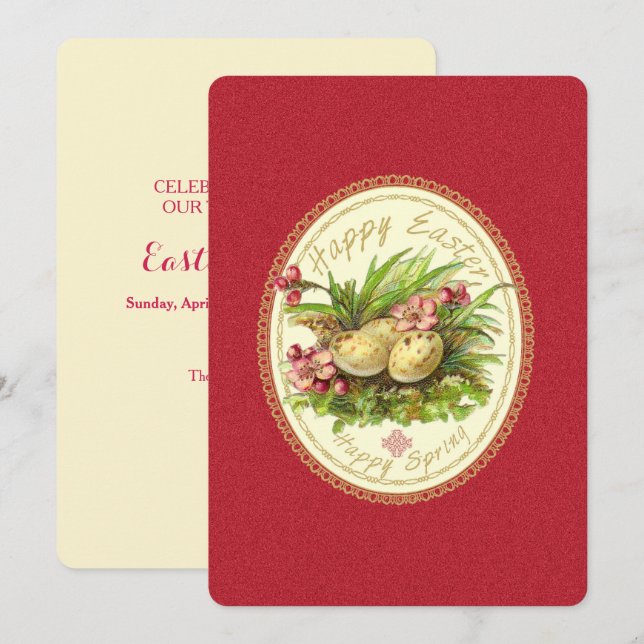 Glad påsk - Inbjudningskort (Fram/baksida)