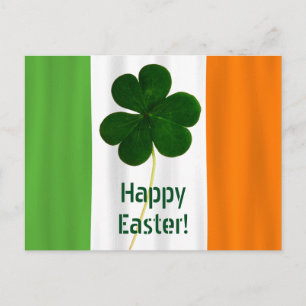 Glad påsk Irish Flagga Färg Shamrock Ireland Helg Vykort