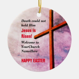 GLAD PÅSK Jesus är Risen Julgransprydnad Keramik