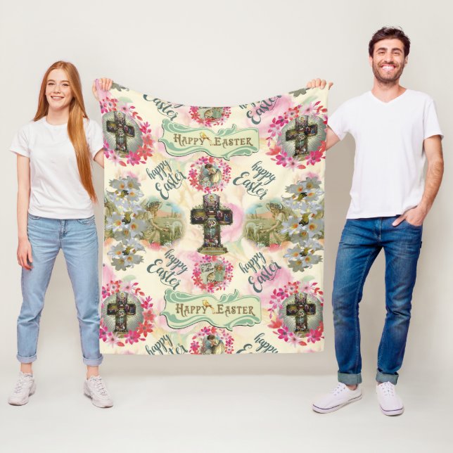 Glad påsk Jesus Resureccion Angel Wreaths Fleecefilt (På plats)