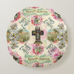 Glad påsk Jesus Resureccion Angel Wreaths Rund Kudde