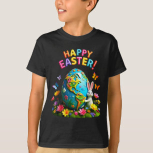 Glad påsk jordens dag 2026 kanin världskarta påsk t shirt