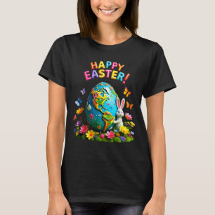 Glad påsk jordens dag 2026 kanin världskarta påsk t shirt