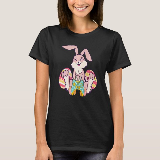 Glad påsk Joystick Bunny Ear Funny Gaming Kids T Shirt (Framsida)