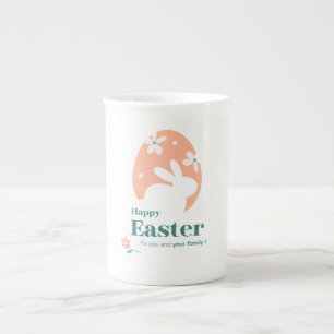 Glad påsk – Kanin & Ägg Blommig Design Benporslin Mugg