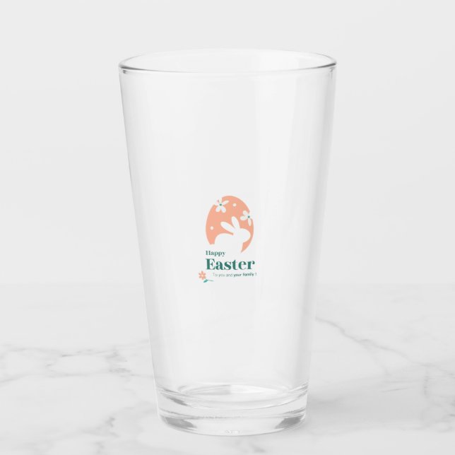 Glad påsk – Kanin & Ägg Blommig Design Glaskopp (Framsida)
