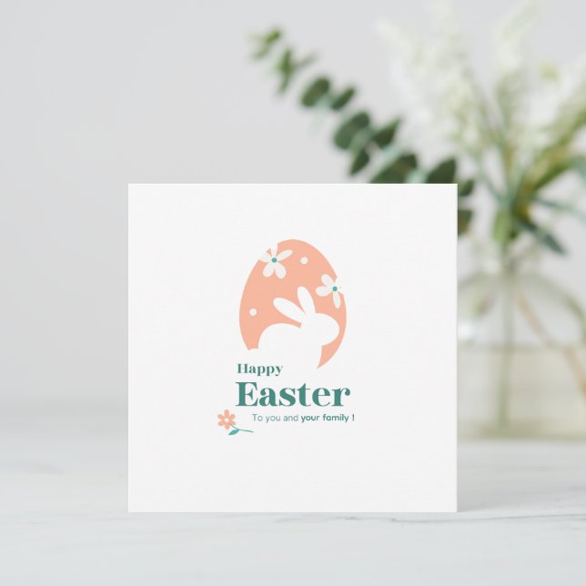 Glad påsk – Kanin & Ägg Blommig Design Inbjudningar (Stående Fram)