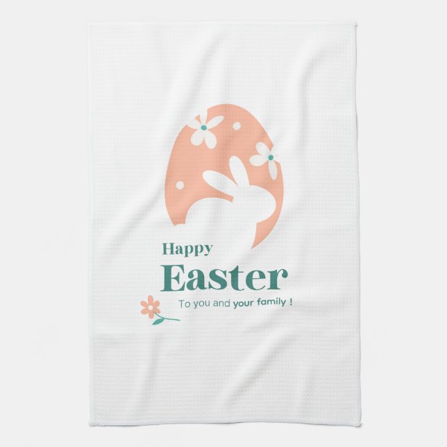 Glad påsk – Kanin & Ägg Blommig Design Kökshandduk (Vertikal)