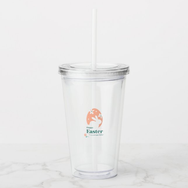 Glad påsk – Kanin & Ägg Blommig Design Take Away Mugg (Framsida)