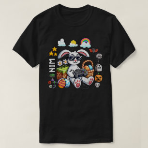 Glad Påsk Kanin Ägg Spelare Halloween Spelande T Shirt