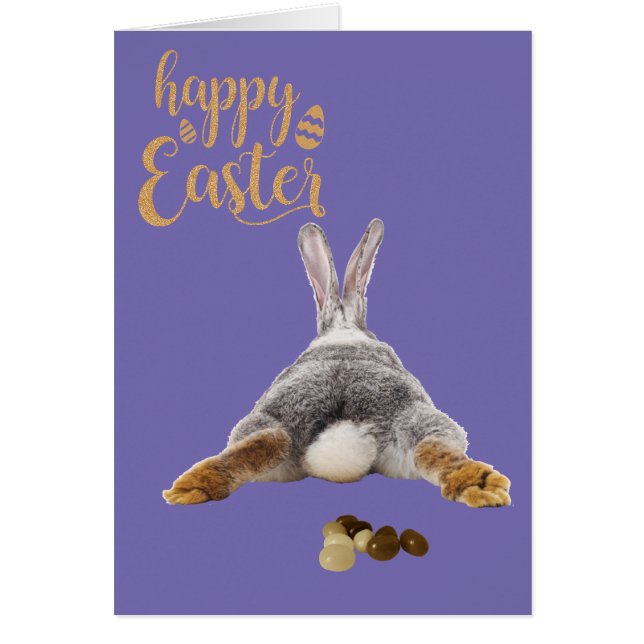 Glad Påsk Kanin Bumsvans Bruna Gelébönor Hälsningskort (Framsidan)