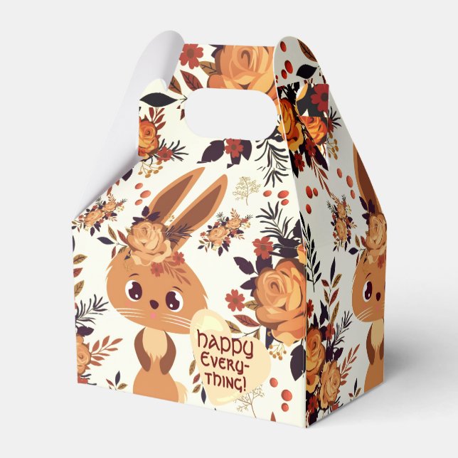 Glad Påsk Kanin Choklad Brun Blommig Presentaskar (Baksidan Sidan)